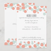 Koraal en Mint Bubbles Confetti Wedding Kaart (Voorkant / Achterkant)