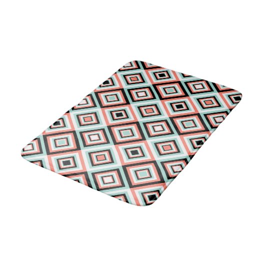 Koraal en Mint Diamond Pattern Bath Mat (Gekanteld)