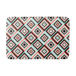 Koraal en Mint Diamond Pattern Bath Mat