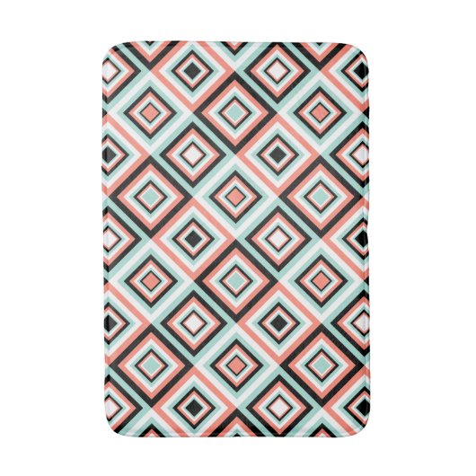 Koraal en Mint Diamond Pattern Bath Mat (Voorkant Verticaal)