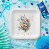 Koraal en Paarse Wildflower Vrijgezellenfeest Papieren Bordje (Feest)