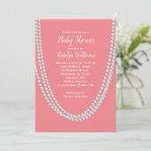 Koraal en parels Baby shower Nodig wit uit Kaart (Staand voorkant)
