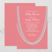 Koraal en parels Baby shower Nodig wit uit Kaart (Voorkant / Achterkant)