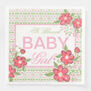 Koraal en roze Baby shower Papieren servetten