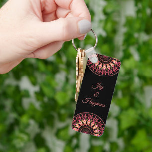 Koraal en roze Sleutelhanger Mandala