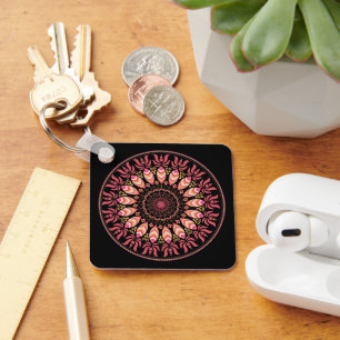Koraal en roze Sleutelhanger Mandala