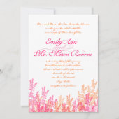 Koraal en roze wilde bloemen bruiloft kaart (Voorkant)