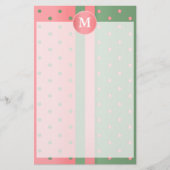 Koraal en Sage Green Polka Dots Briefpapier (Voorkant)