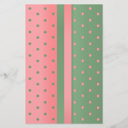Koraal en Sage Green Polka Dots Briefpapier (Achterkant)