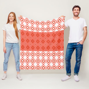 Koraal en Sinaasappel Patterned White Fleece Deken