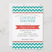 Koraal en turquoise Chevron Shower Kaart (Voorkant)