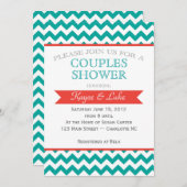 Koraal en turquoise Chevron Shower Kaart (Voorkant / Achterkant)