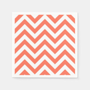 Koraal en wit groots Chevron ZigZag Pattern Servet