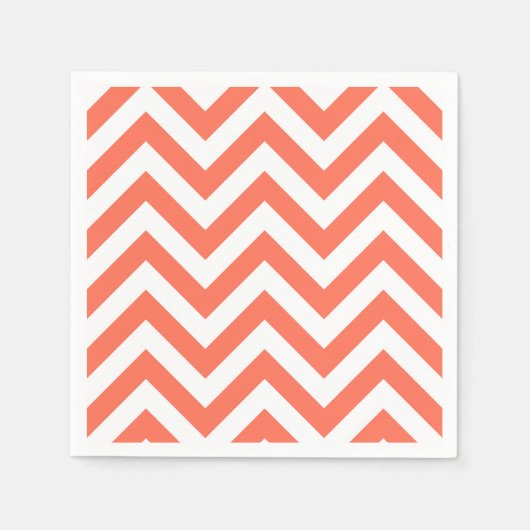 Koraal en wit groots Chevron ZigZag Pattern Servet (Voorkant)