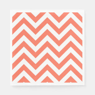 Koraal en wit groots Chevron ZigZag Pattern Servetten