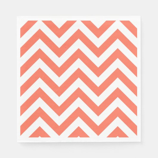 Koraal en wit groots Chevron ZigZag Pattern Servetten (Voorkant)