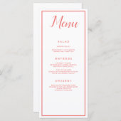 Koraal en Wit Klassiek Menu (Voorkant / Achterkant)