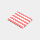Koraal en Wit Klassieke Strepen Monogram Post-it® Notes (Schuin)