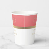 Koraal en wit met gouden harten papieren bekers (Rechts)