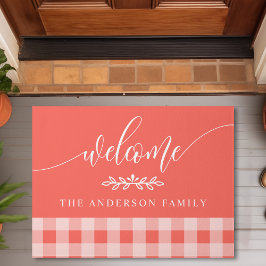 Koraal en Witte Buffalo Controle Welkome Gepersona Deurmat