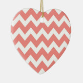 Koraal en witte Chevron Keramisch Ornament (Rechts)