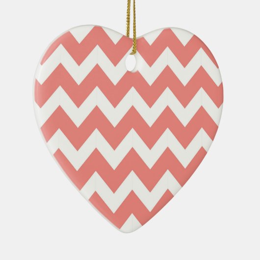 Koraal en witte Chevron Keramisch Ornament (Rechts)