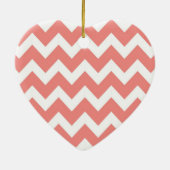 Koraal en witte Chevron Keramisch Ornament (Achterkant)