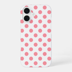 Koraal- en witte polkadots iPhone 16 hoesje