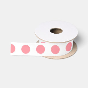 Koraal- en witte polkadots lint