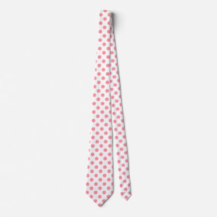 Koraal- en witte polkadots stropdas