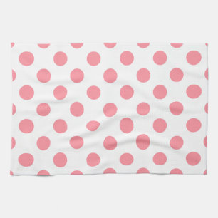 Koraal- en witte polkadots theedoek