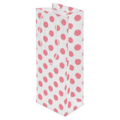 Koraal- en witte polkadots wijn cadeautas (Achterkant Gekanteld)