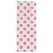 Koraal- en witte polkadots wijn cadeautas (Voorkant)