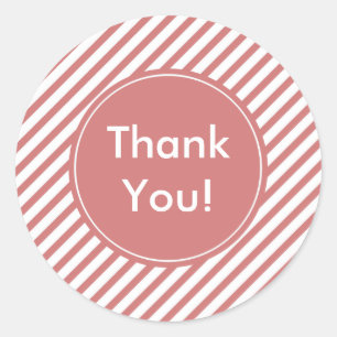 Koraal en witte strepen ronde sticker