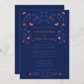 Koraal en zeemleder, 5 x 7 bruiloft kaart (Voorkant / Achterkant)