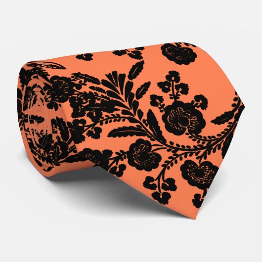 Koraal en zwart cadeau stropdas (Opgerold)