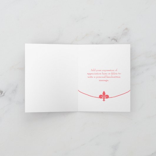 Koraal Fleur de Lis Foto Weddenschap Hartelijk dan Bedankkaart (Binnen)