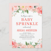 Koraal Floral Baby Sprinkle Peach Waterverf Kaart (Voorkant / Achterkant)