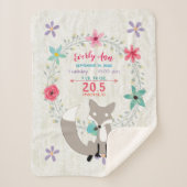 Koraal Fox Baby Girl Stats Waterverf Breed Sherpa Deken (Voorkant)