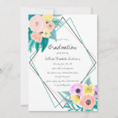 Koraal Geel Bloemen Waterverf Lijst Afstuderen Kaart (Voorkant)