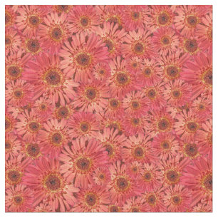 Koraal gekleurd Gerbera Daisies Foto's gepatterd Stof