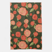 Koraal gekleurde bloem thee handdoek (Verticaal)
