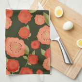 Koraal gekleurde bloem thee handdoek (Quarter Fold)