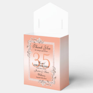 Koraal Gem en Glitter 35th Wedding Jubileum Bedankdoosjes