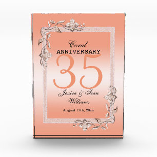  Koraal Gem en Glitter 35th Wedding Jubileum   Fotoblokken