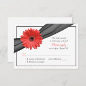 Koraal Gerber Daisy Grey Lint Bruiloft RSVP (Voorkant / Achterkant)