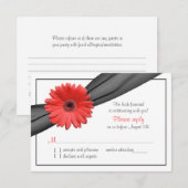 Koraal Gerber Daisy Grey Lint Bruiloft RSVP Kaartje (Voorkant / Achterkant)