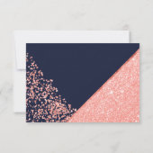 Koraal glitter confetti navy blauwe bruiloft dank kaart (Achterkant)