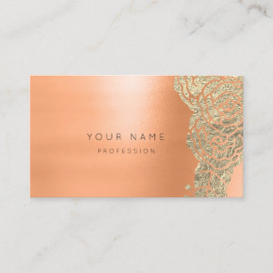 Koraal Gold zalm Bloem Botanisch Metallic MInima Visitekaartje
