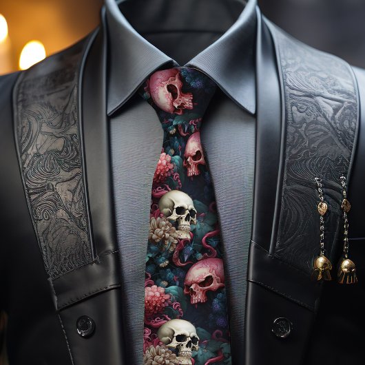 Koraal Gotische buitenaardse schedel tentakels Ste Stropdas